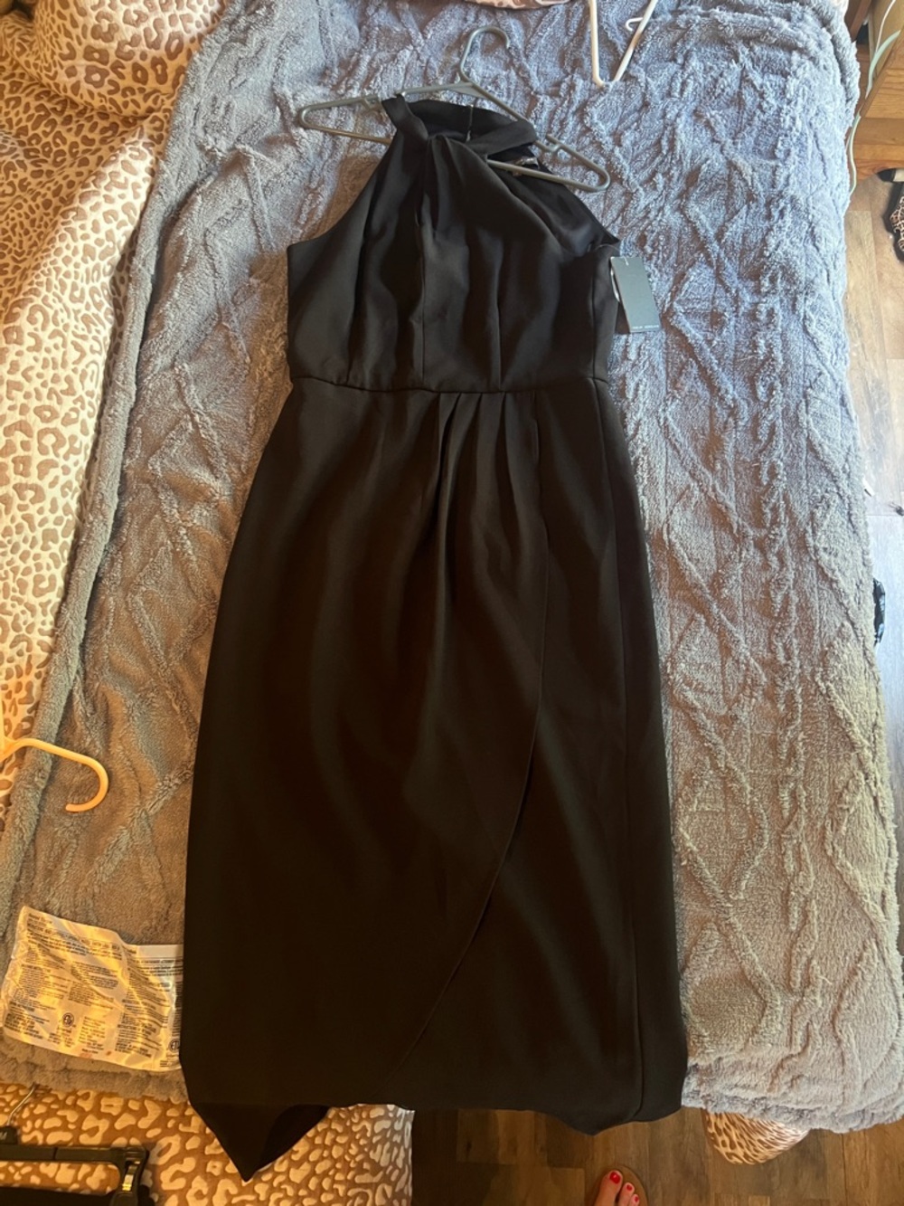 julia jordan Black One-Shoulder Halter Midi Dress